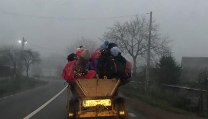 Iskolabusz helyett szekéren szállítják iskolába a gyerekeket egy Bákó megyei faluban