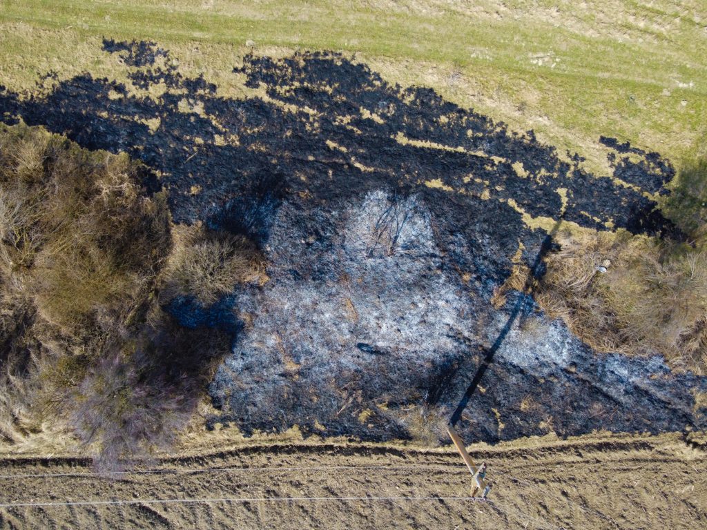Egy hektáron égett a növényzet Uzonban, a tűzoltók közbelépése fékezte meg terjedést. Fotó: Tuchiluș Alex